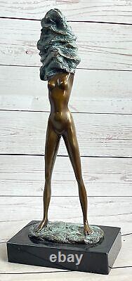 Vintage Style Art Nouveau Bronze & Marble Victorian Erotic Semi-Nude Woman