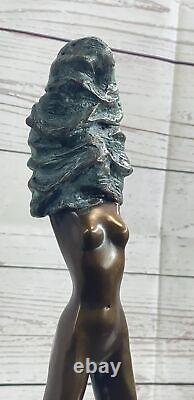 Vintage Style Art Nouveau Bronze & Marble Victorian Erotic Semi-Nude Woman