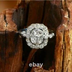 Vintage Style Engagement Art Deco Ring 14k Gold White Finish 925 2.11 Ct Diamond