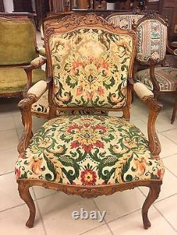 Walnut Lounge 4 Chairs 2 Chairs Louis XV Style