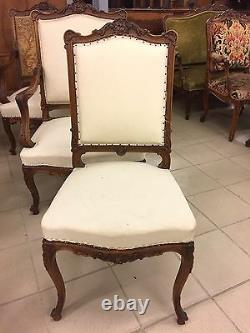 Walnut Lounge 4 Chairs Two Chairs Louis XV Style