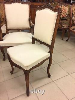 Walnut Lounge 4 Chairs Two Chairs Louis XV Style