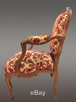 Walnut Room 4 Chairs 1 Sofa Louis XV Style