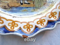 ̈round Plat Art New Quimper Style, Unmarked Mother Watching Her Son Fish