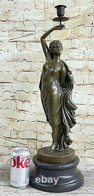 100% Bronze Statue Style Art Nouveau Filles Chandelier Candélabre Fonte Figurine