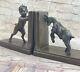 2 Serre-livre Deco Livre Embouts Style Art Nouveau Bronze Sculpture Fonte Figure