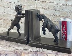 2 Serre-Livre Deco Livre Embouts Style Art Nouveau Bronze Sculpture Fonte Figure