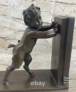 2 Serre-Livre Deco Livre Embouts Style Art Nouveau Bronze Sculpture Fonte Figure