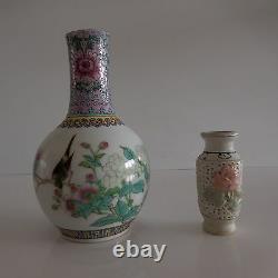 2 vases soliflores céramique porcelaine style art nouveau Asie Chine Japon