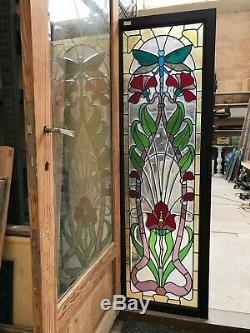3 vitraux style 1900 art nouveau avec papillon