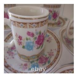 6 tasses soucoupes céramique porcelaine style art nouveau déco XXe PN France N60