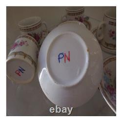 6 tasses soucoupes céramique porcelaine style art nouveau déco XXe PN France N60