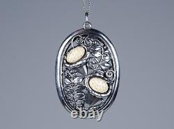 900 Argent Style Ancien Taille XXL Art Nouveau Pendentif Avec Sculpture