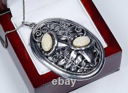 900 Argent Style Ancien Taille XXL Art Nouveau Pendentif Avec Sculpture