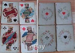 ANCIENNE BOITE A JEU DE CARTES ART NOUVEAU AVEC CARTES style ALFRED DAGUET