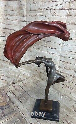 Aldo Vitaleh Original Style Art Nouveau Drapeau Danseuse Bronze Sculpture