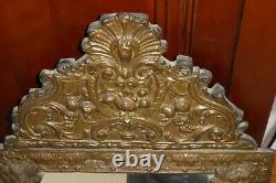 Ancien MIROIR A PARCLOSE Laiton Repousse XIX/XX ème Style Baroque Art Nouveau