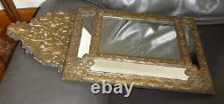 Ancien MIROIR A PARCLOSE Laiton Repousse XIX/XX ème Style Baroque Art Nouveau