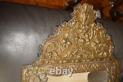 Ancien MIROIR A PARCLOSE Laiton Repousse XIX/XX ème Style Baroque Art Nouveau