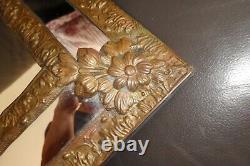 Ancien MIROIR A PARCLOSE Laiton Repousse XIX/XX ème Style Baroque Art Nouveau