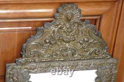 Ancien MIROIR A PARCLOSE Laiton Repousse XIX/XX ème Style Baroque Art Nouveau