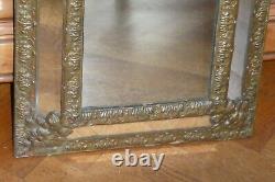 Ancien MIROIR A PARCLOSE Laiton Repousse XIX/XX ème Style Baroque Art Nouveau