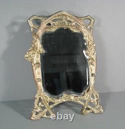 Ancien Psyché De Table Style Art Nouveau Miroir A Poser En Bronze Époque 1900