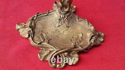 Ancien Serviteur De Cheminée Style Epoque Art Nouveau Complet Bronze Laiton