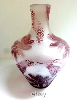 Ancien Vase Epoque Art Nouveau Grave A L Acide Style Le Verre Francais Antiquite