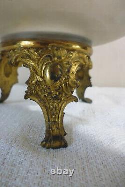 Ancien coupe verre polylobé fleurs emaillé bronze doré style Legras Art nouveau