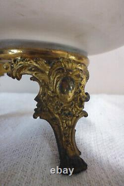Ancien coupe verre polylobé fleurs emaillé bronze doré style Legras Art nouveau