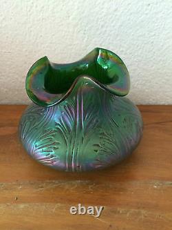 Ancien vase coupe EN VERRE IRISE 1900 ART NOUVEAU JUGENDSTIL style LOETZ TIFFANY