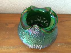 Ancien vase coupe EN VERRE IRISE 1900 ART NOUVEAU JUGENDSTIL style LOETZ TIFFANY