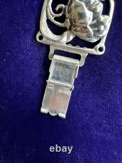 Antique Art Nouveau Sterling Danecraft Style Fleur Panneau Bracelet Lien 19.7cm