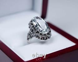 Argent Style Ancien Art Nouveau Bague Avec Naturel 5.00 CT Aigue-Marine