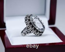 Argent Style Ancien Art Nouveau Bague Avec Naturel 5.00 CT Aigue-Marine