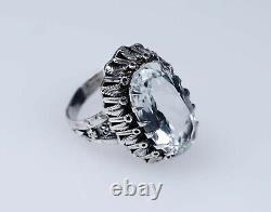 Argent Style Ancien Art Nouveau Bague Avec Naturel 5.00 CT Aigue-Marine