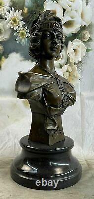 Art Nouveau Déco Style Femelle Buste Par Villanis Bronze Sculpture Collector