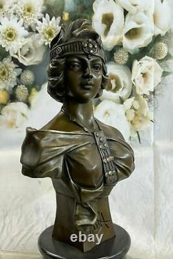 Art Nouveau Déco Style Femelle Buste Par Villanis Bronze Sculpture Collector