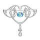 Art Nouveau Style Blanc Et Bleu Zircone Broche 925 Argent Sterling