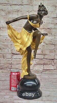 Artisanal Art Déco Nouveau Style Danseuse Dansant Bronze Sculpture Domestique