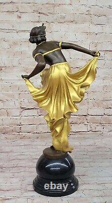 Artisanal Art Déco Nouveau Style Danseuse Dansant Bronze Sculpture Domestique