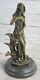 Artisanal Bois Nymphe Bronze Sculpture Style Art Nouveau Deco