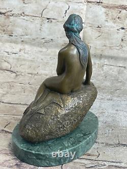 Beau Signée Style Art Nouveau Doré Bronze Sculpture Figurine Statue Nue Nu