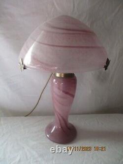 Belle Lampe champignon en pâte de verre rose style Art Nouveau dlg Gallé, autre
