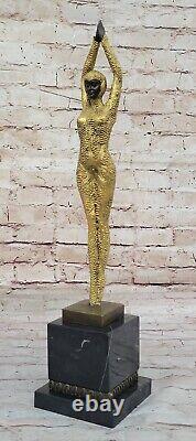 Bronze Art Sculpture Danseuse Par D. H. Style Art Nouveau Statue Figurine