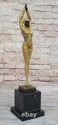 Bronze Art Sculpture Danseuse Par D. H. Style Art Nouveau Statue Figurine