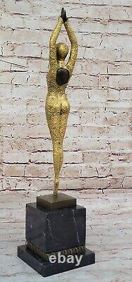 Bronze Art Sculpture Danseuse Par D. H. Style Art Nouveau Statue Figurine