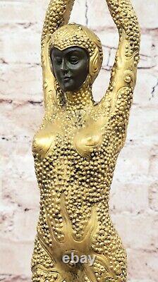 Bronze Art Sculpture Danseuse Par D. H. Style Art Nouveau Statue Figurine