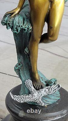 Bronze Sculpture, Main Fabriqué Statue Style Art Nouveau Érotique Nu Fille Avec